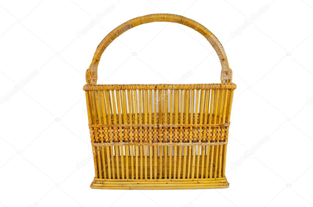 Wicker basketweave from rattan isolated on a white background.