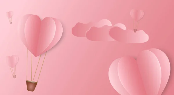 イラストハートピンクの背景 バレンタインデーのグリーティングカード — ストックベクタ