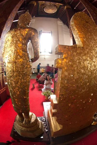 Буддизм Тайские народы поклоняются Будде в храме Ват Напрамеру . — стоковое фото