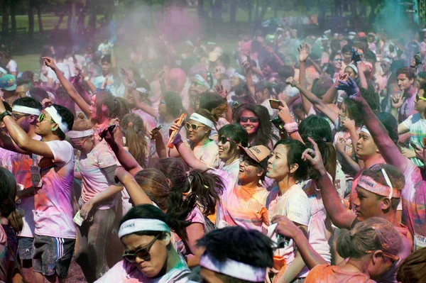 Bangkok Thailand November 2015 Unidentified People Spotted Color Run Street — Stock Photo, Image