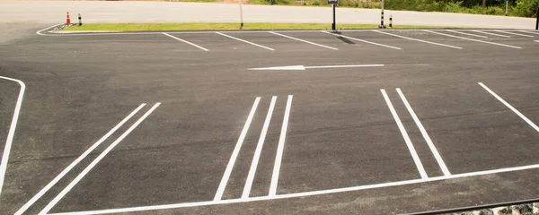 Panorama Parking Lines Asphalt Detail Signs Car Parking — Stock Photo, Image