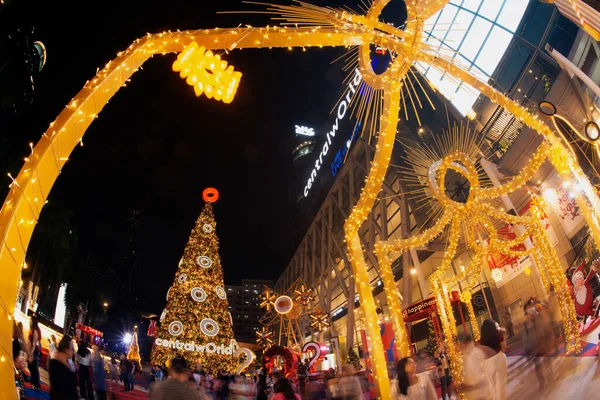 Bangkok Thailand Dezembro 2020 Luz Bola Decoram Lindas Festa Árvore — Fotografia de Stock