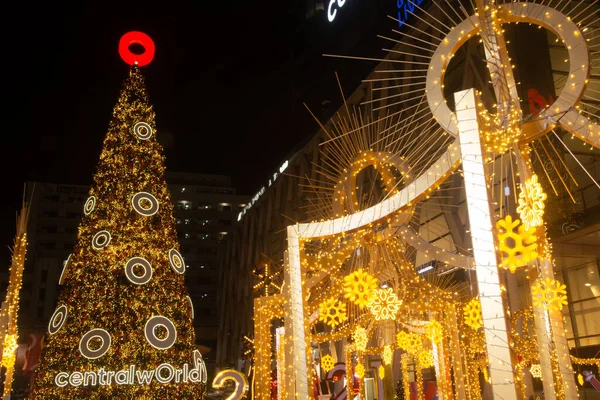 Bangkok Thailand Dezembro 2020 Luz Bola Decoram Lindas Festa Árvore — Fotografia de Stock
