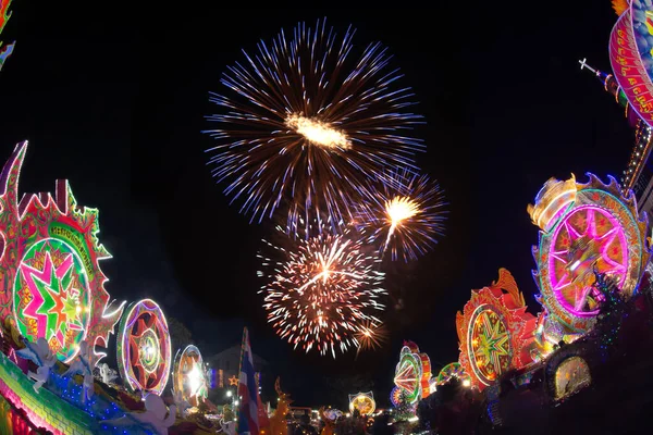 Sakon Nakhon Thailand Dezembro 2018 Fogos Artifício Natal Comemorativo Com — Fotografia de Stock