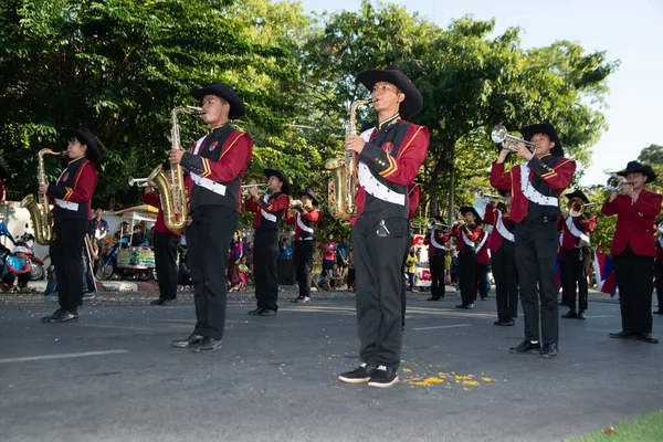 Marching Band Parade Wie Sie Auf Der Straße Teilnehmer Performt — Stockfoto