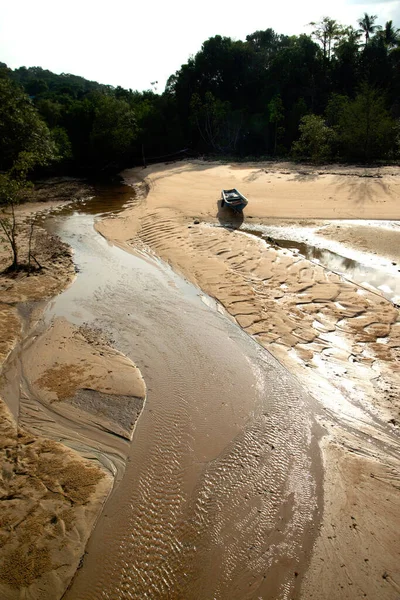 Flowing Water Low Tide Southern Thailand Sea Coast Beach Stream — Stock Photo, Image