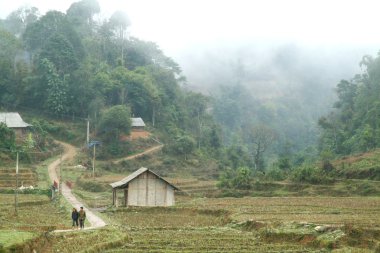 Kuzey Vietnam Sapa town yakınındaki dağ görünümünü.