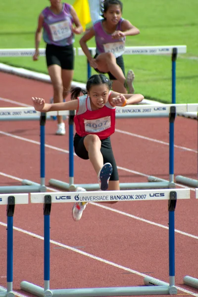 100 m. Hurdles in Thailand Open Athletic Championship 2013. — Stock Photo, Image