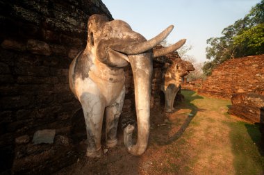 Antik tapınakta pagoda fil heykeli .