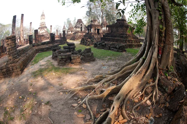 Pagodas antiguas en Wat Jed Yod en el Parque Histórico Si Satchanalai — Foto de Stock