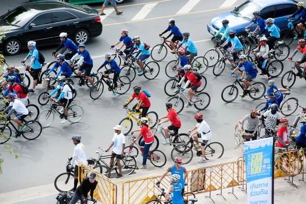 Group of Cyclist in Car Free Day,Bangkok,Thailand. — Stock Photo, Image