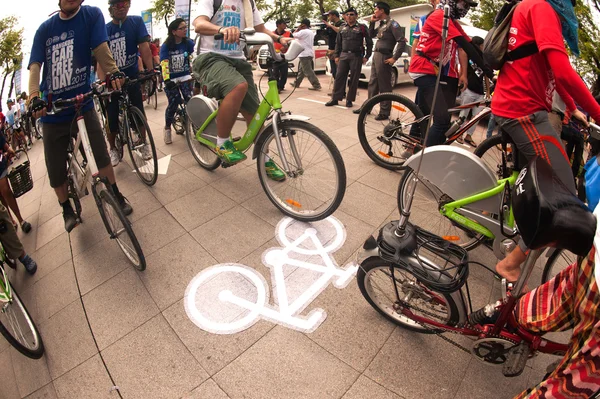 Group of Cyclist in Car Free Day,Bangkok,Thailand. — Stock Photo, Image