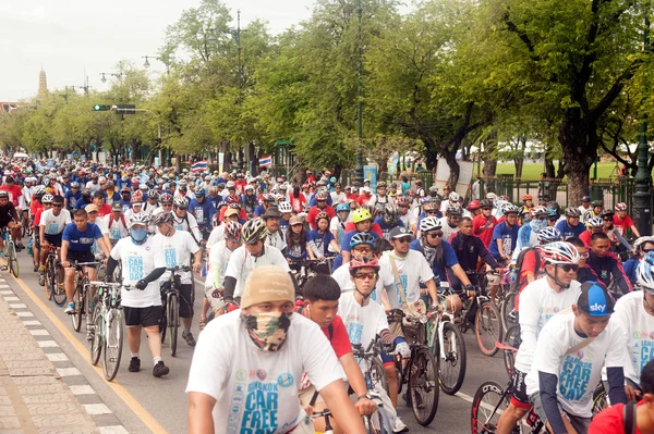 Group of bicycles in Car Free Day,Bangkok,Thailand. — Stock Photo, Image