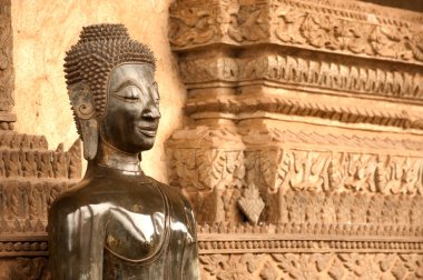 Hor Phakeo Tapınağı'ndaki Kilise'de Antik Buda, Laos .
