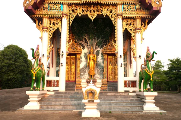 Frente de Buda de pie de la Iglesia en el templo tailandés en Tailandia . — Foto de Stock