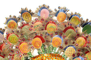 Renkli geleneksel fan doku gösterisi .