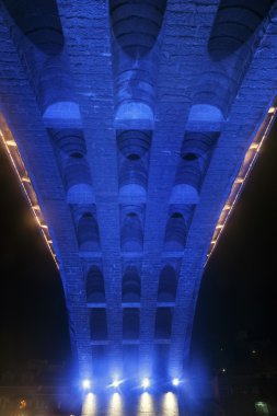 Colorful light on the bridge in Fenghuang ancient city.