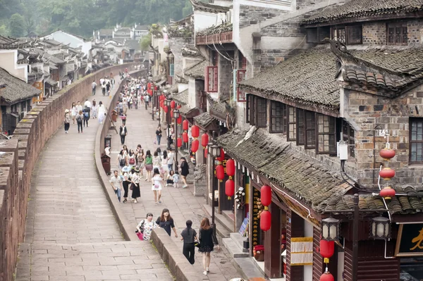 Top view from city wall of Fenghuang ancient city. — Stock fotografie