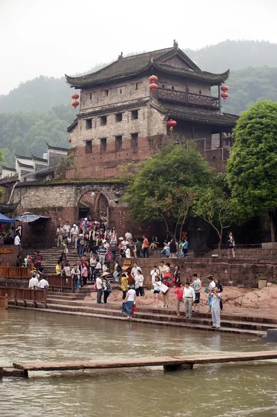 View of Bastion and the old city wall of Fenghuang ancient city. — Stock fotografie