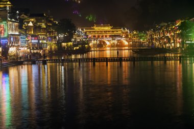 Night scene at Fenghuang ancient city.