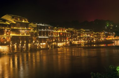 Night scene at Fenghuang ancient city.