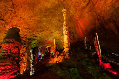 Colorful of Huanglong cave in China. clipart
