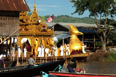 Royal Karaweik Barge in Phaung Daw Oo Pagoda festival,Myanmar.