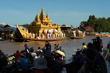 Royal Karaweik Barge in Phaung Daw Oo Pagoda festival,Myanmar.