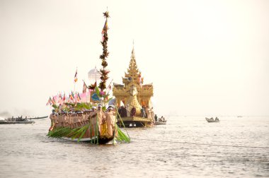 Royal Karaweik Barge in Phaung Daw Oo Pagoda festival,Myanmar.