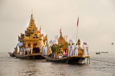 Royal Karaweik Barge in Phaung Daw Oo Pagoda festival,Myanmar.