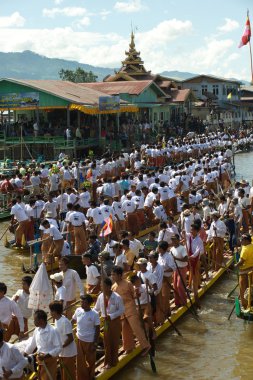Traffic jam in Phaung Daw Oo Pagoda festival,Myanmar.