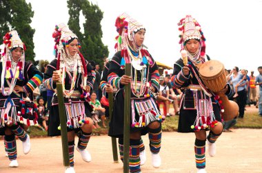 Hill tribe dancing in Akha Swing Festival.
