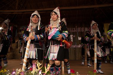 Hill tribe dancing in Akha Swing Festival.
