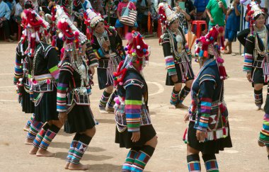 Hill tribe dancing in Akha Swing Festival.