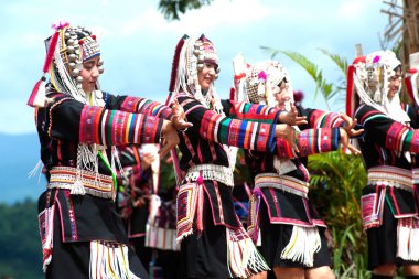 Hill tribe dancing in Akha Swing Festival.