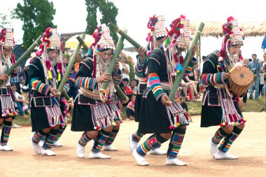 Hill tribe dancing in Akha Swing Festival.