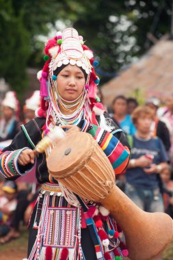 Hill tribe dancing in Akha Swing Festival.