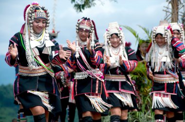 Hill tribe dancing in Akha Swing Festival.