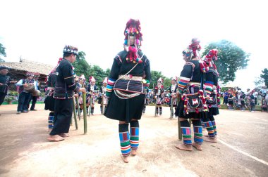 Hill tribe dancing in Akha Swing Festival.