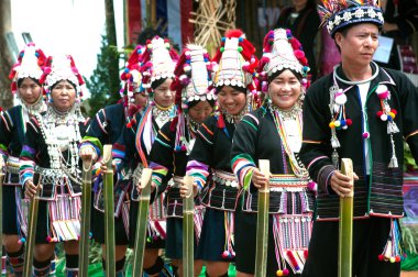 Hill tribe dancing in Akha Swing Festival.