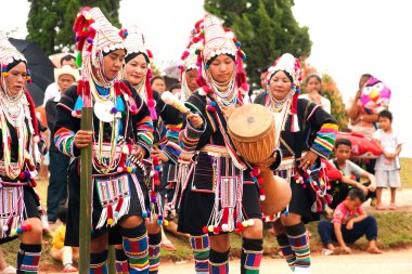 Hill tribe dancing in Akha Swing Festival.