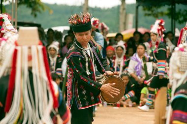 Hill tribe dancing in Akha Swing Festival.