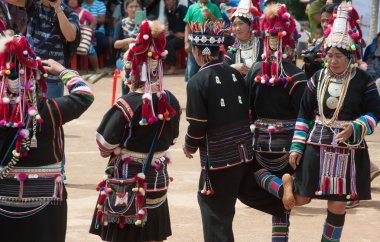 Hill tribe dancing in Akha Swing Festival.