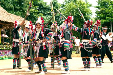 Hill tribe dancing in Akha Swing Festival.