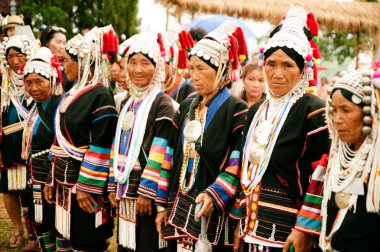 Row of senior Akha hill tribe.