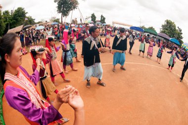 Mein hill tribe traditional dancing in Thailand.