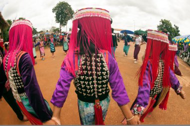 Mein hill tribe traditional dancing in Thailand.