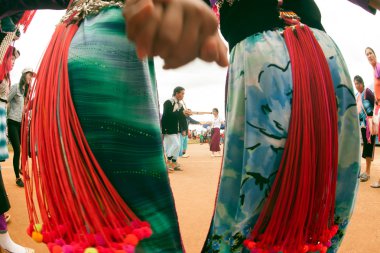 Mein hill tribe traditional dancing in Thailand.