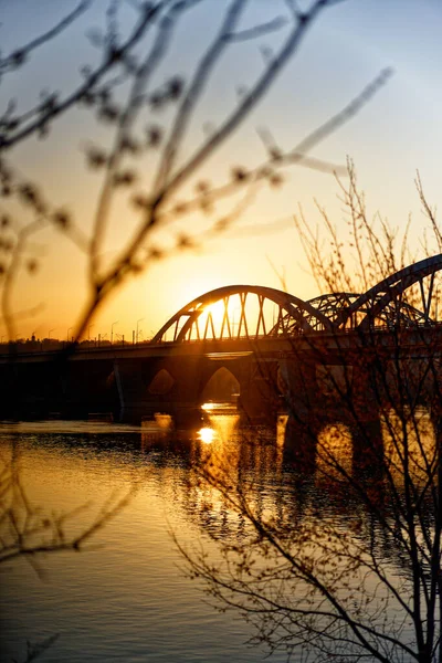 Ponte Porto Cidade Pôr Sol — Fotografia de Stock