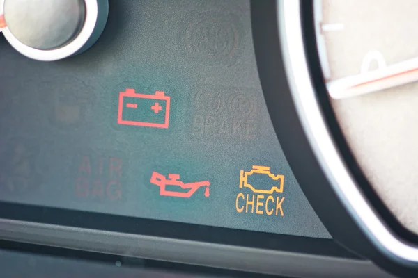 Malfunction or check engine car symbols, dashboard icon — Stock Photo, Image